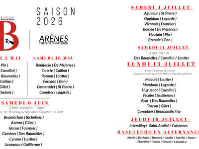 Saison 2026 du Club Taurin Lou Bouvaou